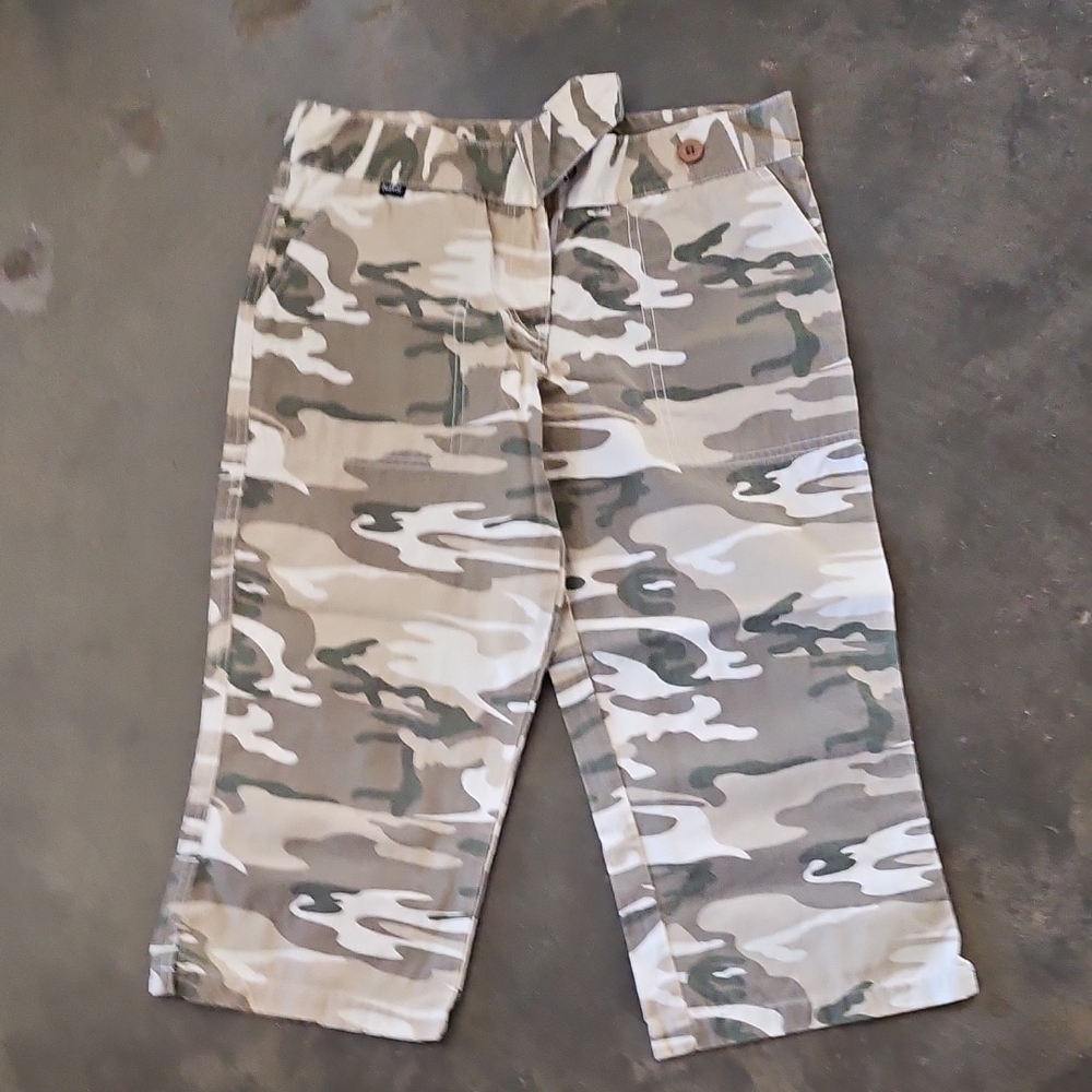 Vintage Y2K NO FEAR Camo Brown Tan Camo Capri Pants Womens Medium